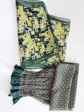 Women's Scarves Women's vintage green polyester multicolor spring